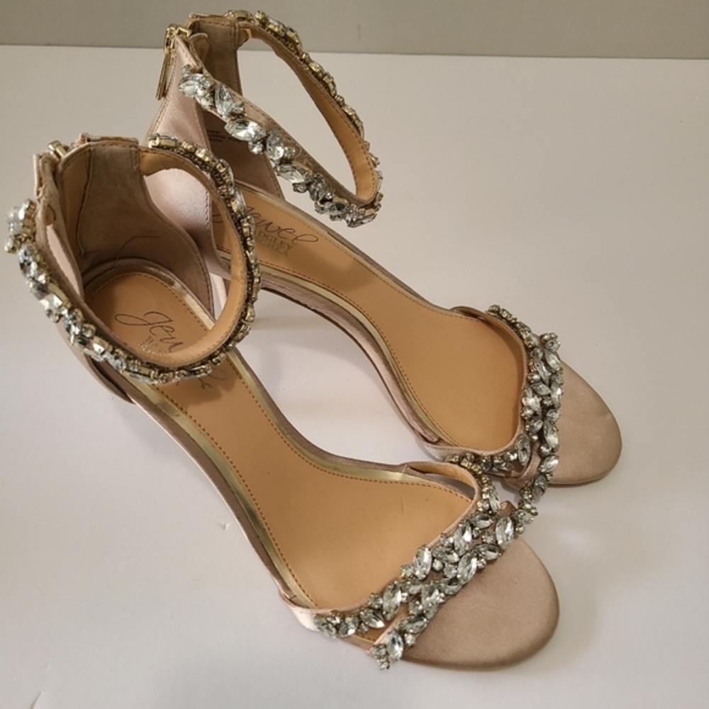 Badgley Mischka Caroline Embellished Ankle Strap Evening Sandal 7.5